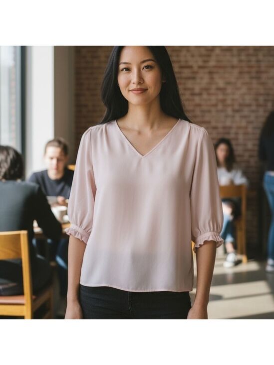Rebecca Taylor Tops - Rebecca Taylor Elegant Women's Blush Pink V-Neck Silk Top Size 6 Feminine Girly